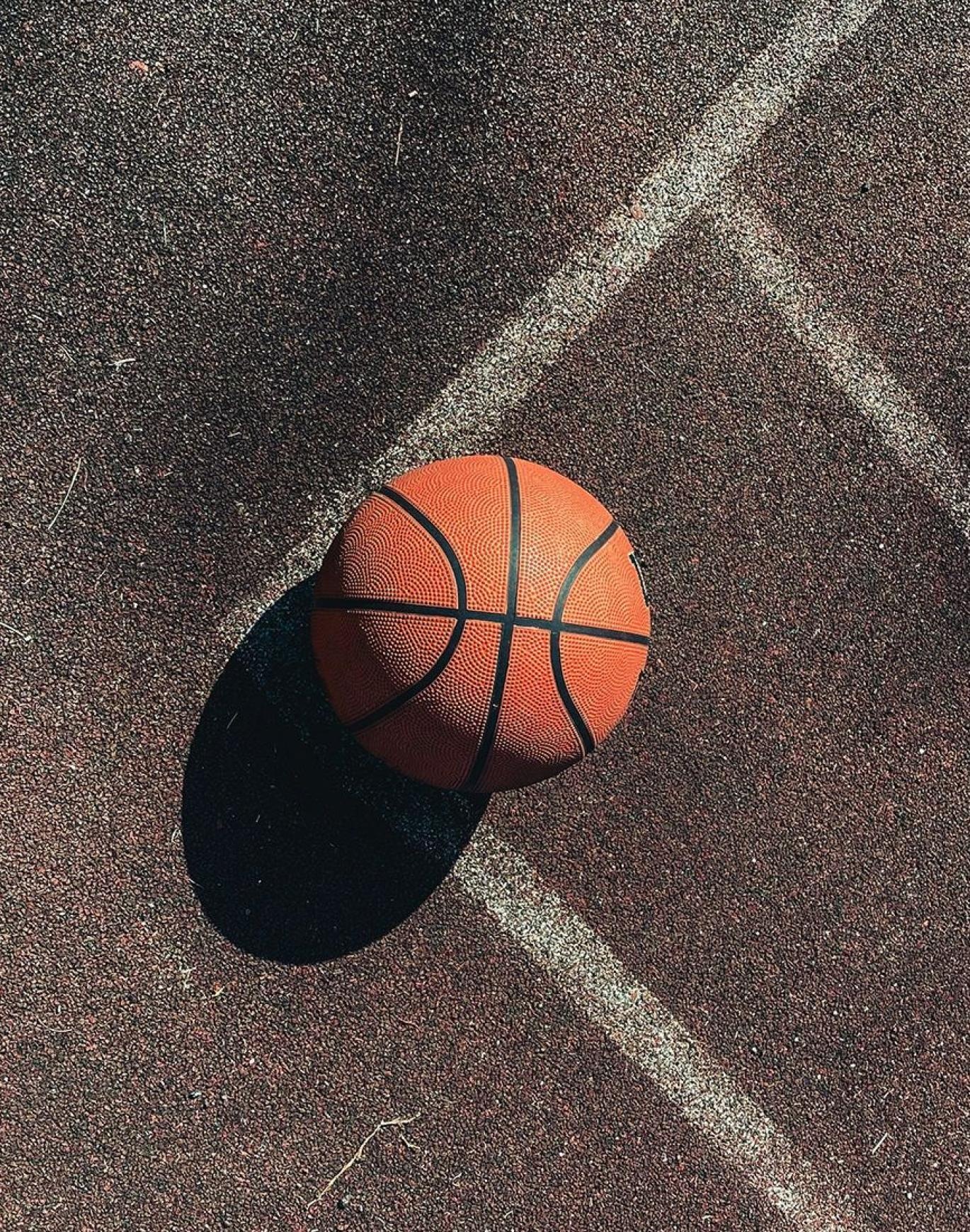 a basketball on a basketball court